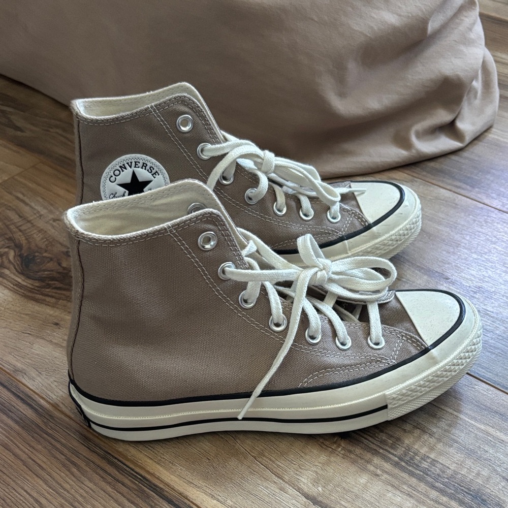 Converse High-Top Sneakers in Brown and White